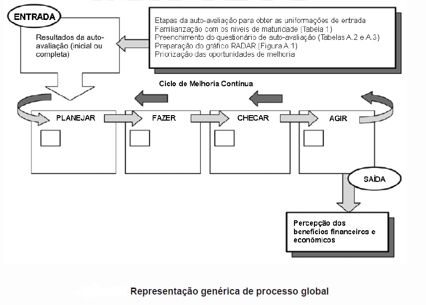 Representação da aplicação do método PDCA em gestão da qualidade