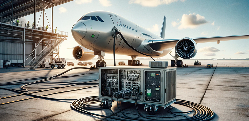 A segurança de uma unidade geradora elétrica externa para as aeronaves no solo