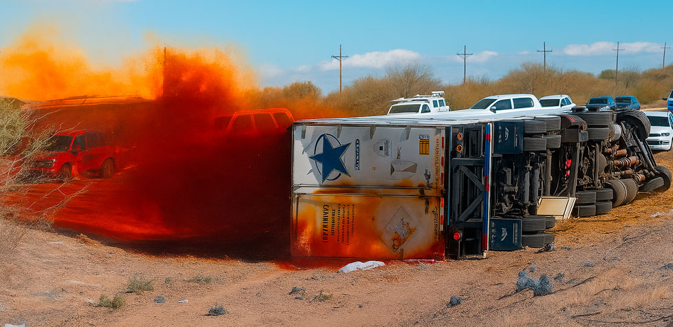 O transporte rodoviário de ácido nítrico vermelho fumegante a granel